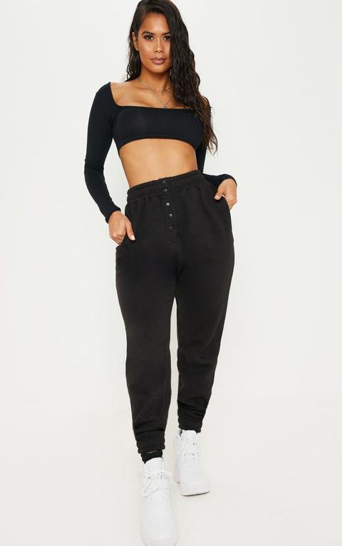 Black Popper Front Jogger