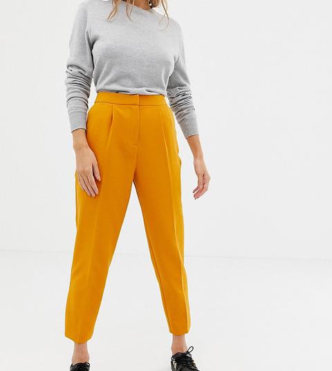 Asos Design Petite Tapered Pants In Mustard - Yellow