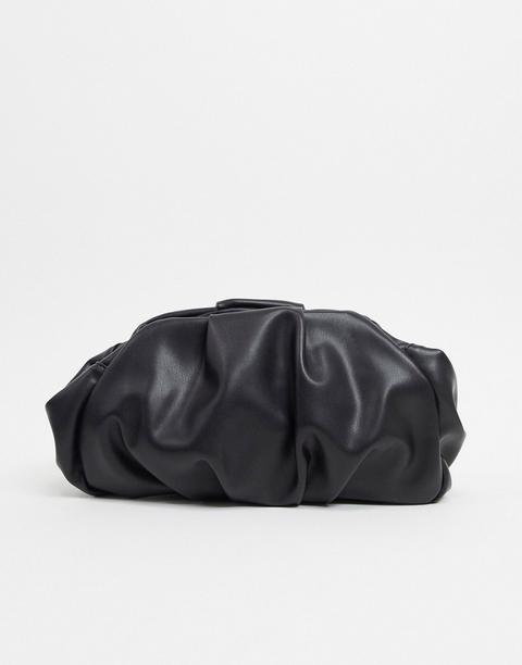 Asos Design Oversized Ruched Clutch Bag In Black