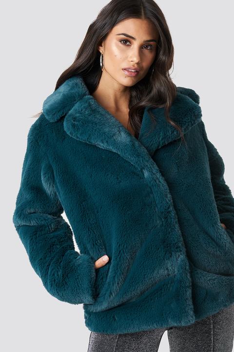 Soft Faux Fur Jacket Petrol