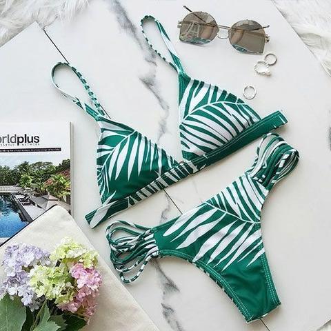 Viola Leaf Print Bikini Set