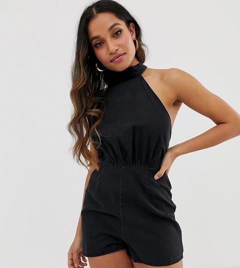 black halter neck playsuit