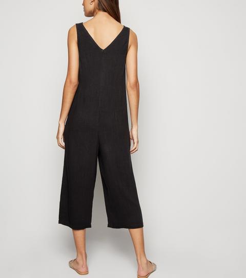 new look black linen jumpsuit