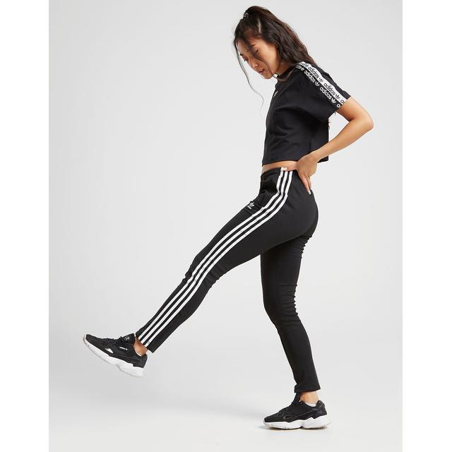 ADIDAS WOMENS ESSENTIALS 3STRIPES FRENCH TERRY CUFFED BLACK TRACKPAN   INSPORT