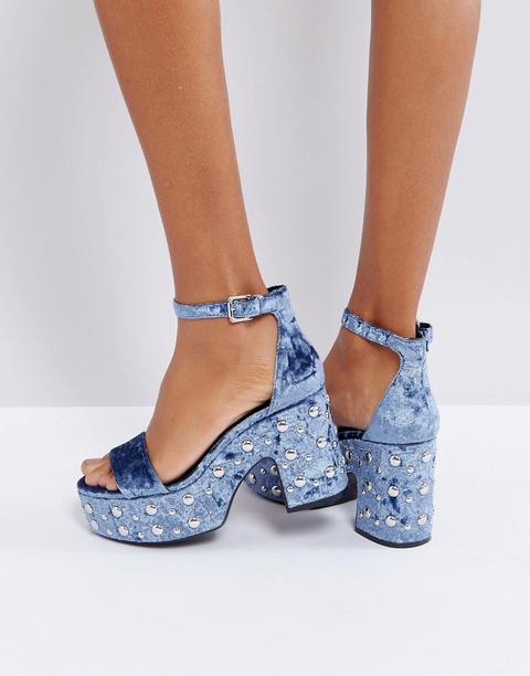 Bershka Velvet Studded Platform Sandals