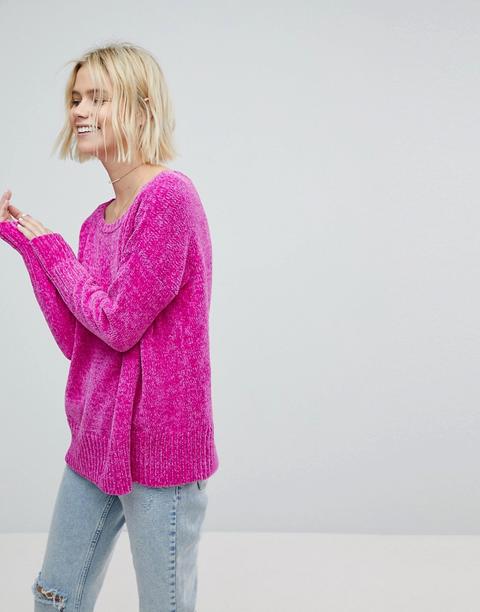 Hollister - Maglione Lavorato Oversize In Ciniglia - Rosa