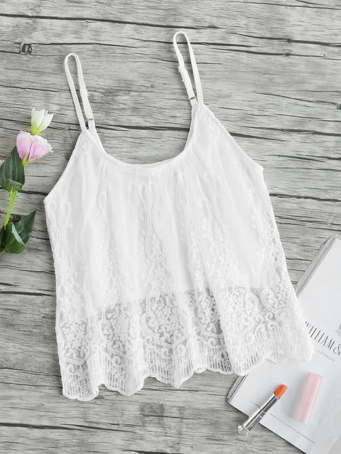 Top Camisole A Rete Ricamato