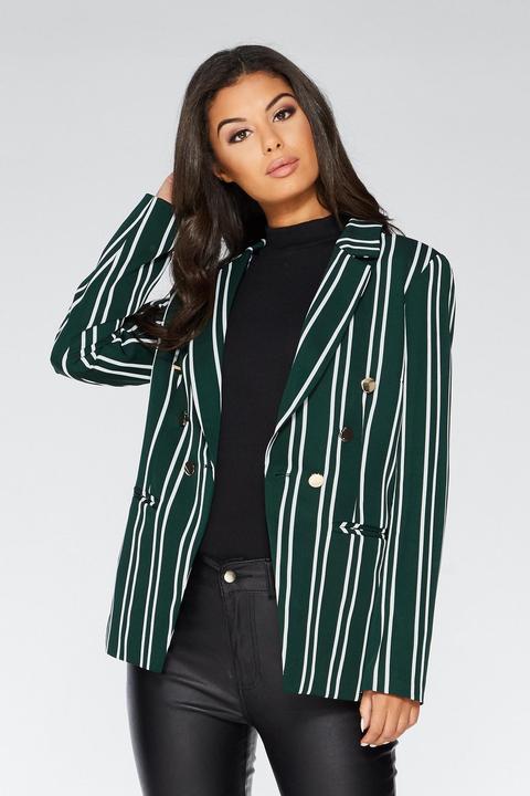 Green and 2024 white striped blazer