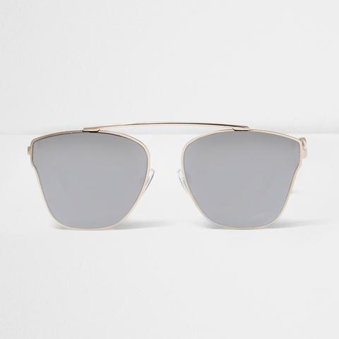 Gold Tone Smoke Lens Sunglasses