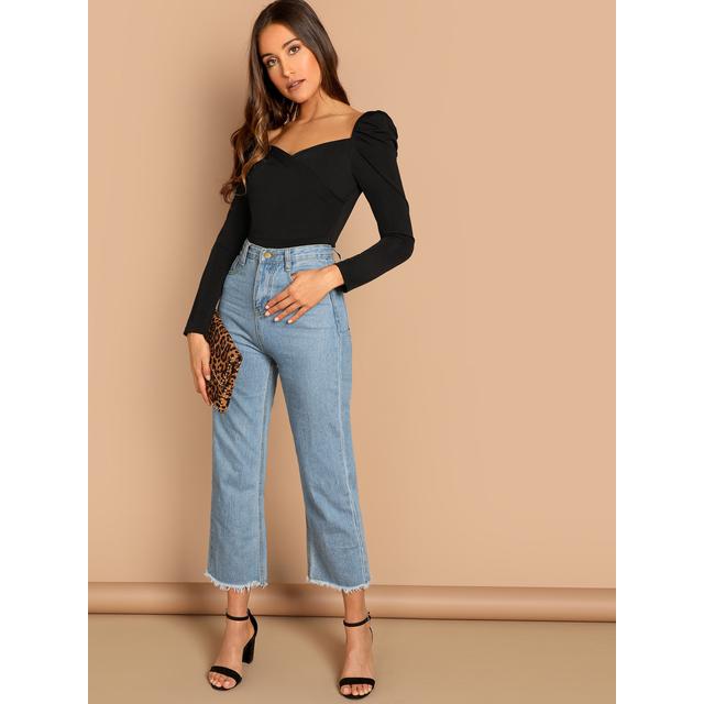 gathered sleeve surplice neck ruched jumpsuit
