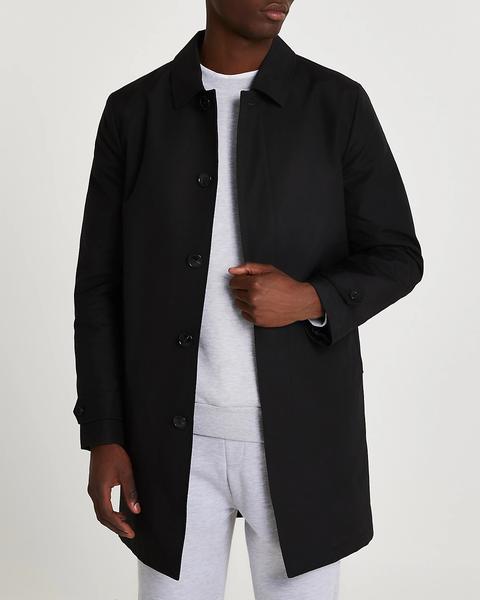 Black Concealed Button Water Resistant Mac