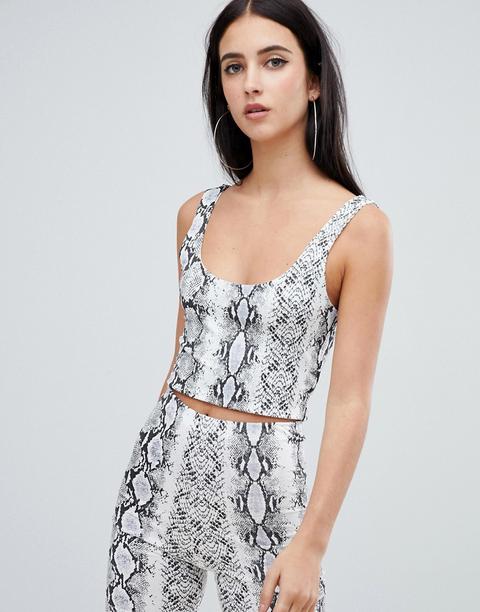 Fashionkilla - Top Corto E Lungo In Coordinato Con Stampa Effetto Serpente - Grigio