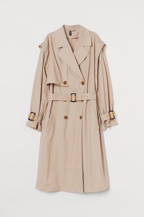 Trench-coat En Twill De Coton - Beige