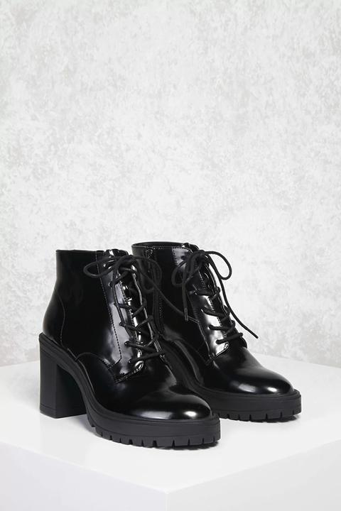 Faux Patent Leather Boots