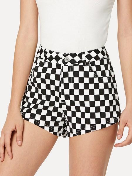Shorts Con Estampado De Cuadros