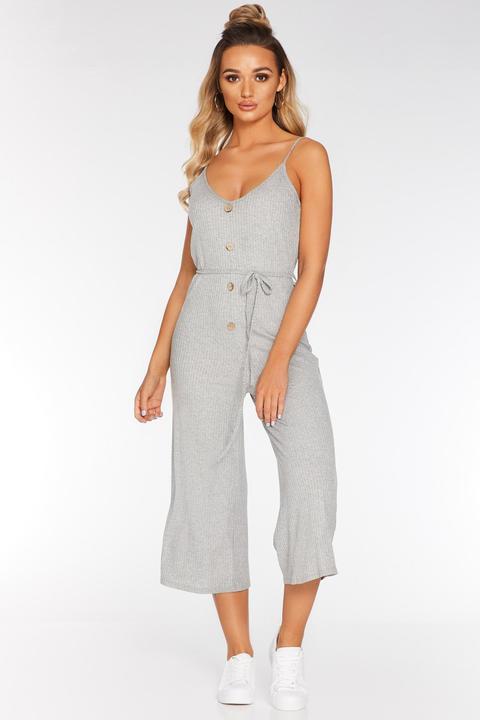 Grey ribbed culotte sales jumpsuit