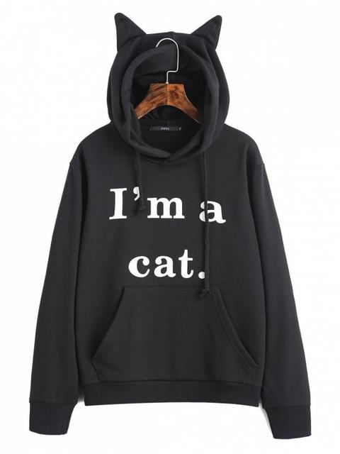 Sudadera Con Capucha Gráfica Cat De Bolsillo Frontal