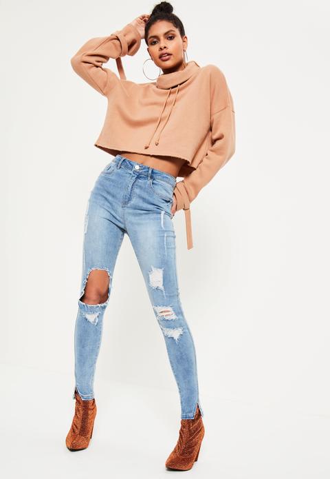 Blue Sinner Highwaisted Ripped Skinny Jeans