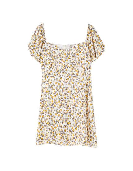 Vestido Mini Mangas Abullonadas