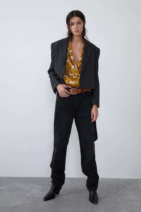 camisa pijamera estampada zara