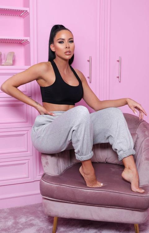 Grey Cuffed Basic Joggers - Jordyn