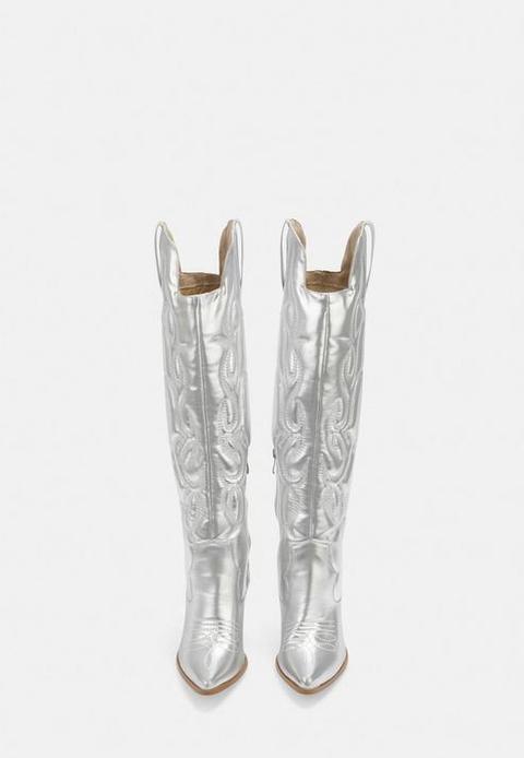 white and silver cowboy boots