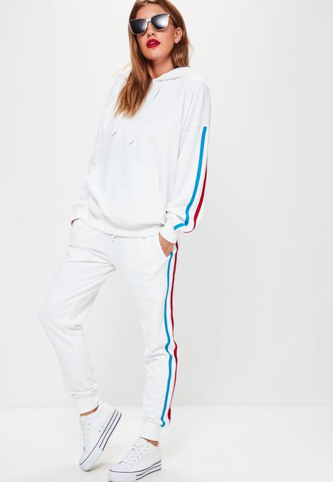 White Binding Tracksuit Joggers