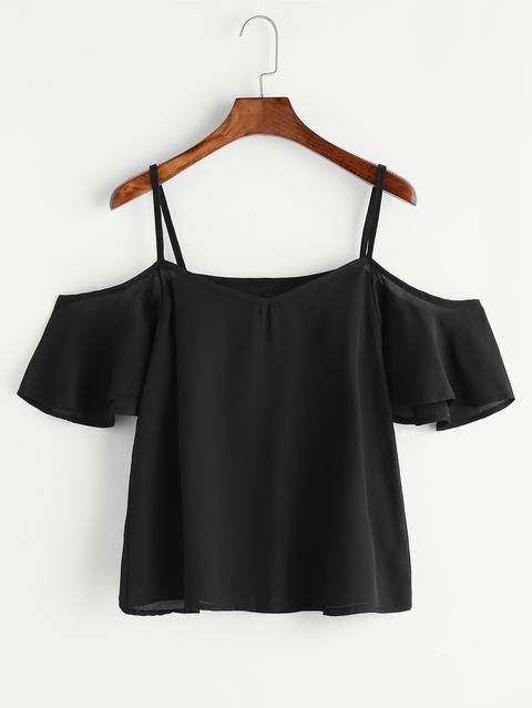 Top In Chiffon Con Spalle Scoperte