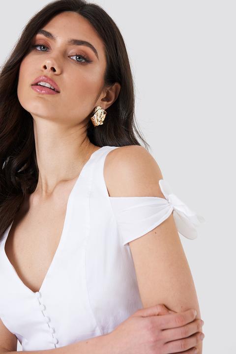 Na-kd Button Front Knot Detail Singlet - White