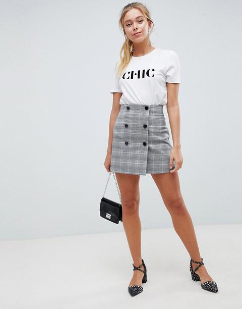 Asos Design - Zweireihiger Karierter Minirock - Mehrfarbig