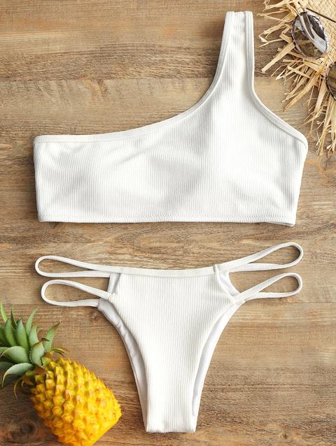 Bikini A Monospalla A Costine Con Taglio Trapezoidale