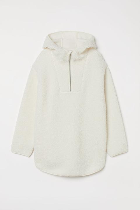 Hoodie Oversize En Tissu Peluche - Blanc