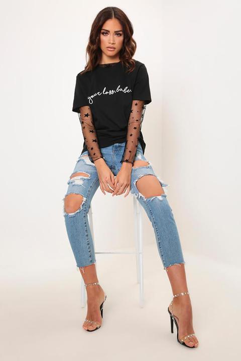 Black Your Loss Babe Slogan Oversized T Shirt