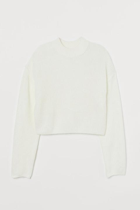 Knitted Turtleneck Jumper - White