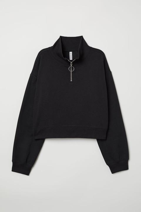 Sudadera Con Cuello Elevado - Negro