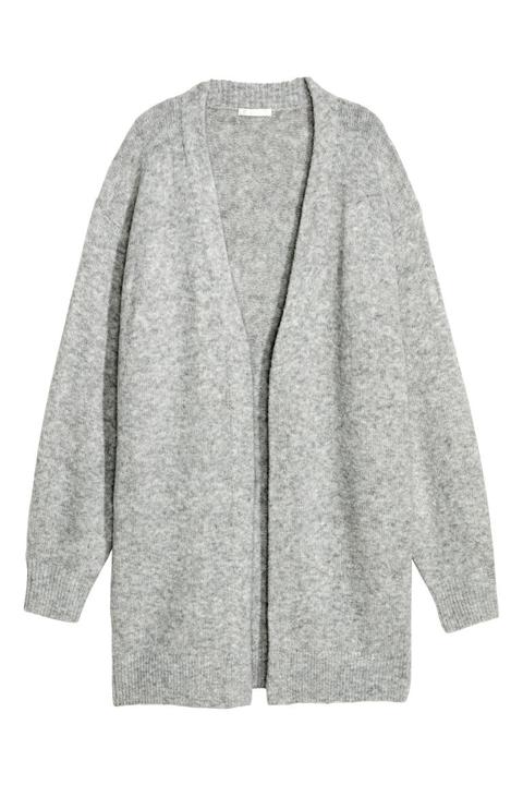 H & M - Cardigan In Maglia Misto Lana - Grigio