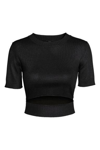 H & M - Top In Maglia Fine - Nero