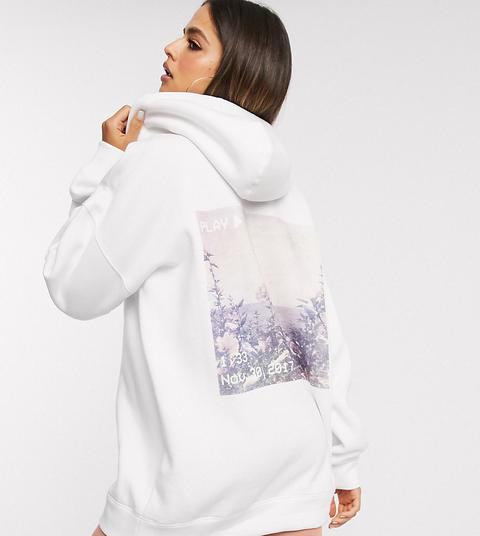 Sudadera Con Capucha Blanca Con Gráfico Tokyo De Missguided Tall-blanco