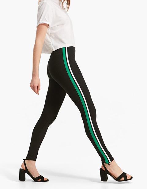 Leggings Con Striscia Laterale Verde Smeraldo