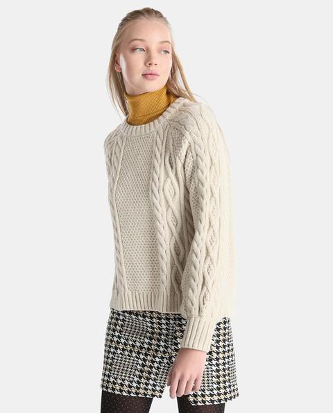 Jersey De Mujer Beige Con Ochos