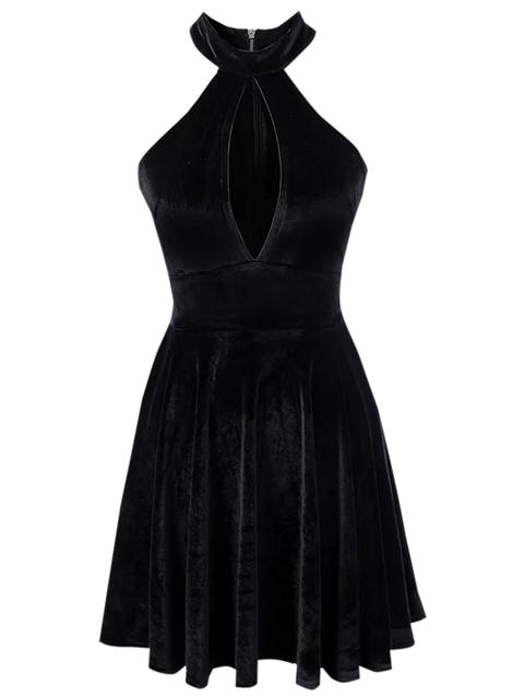 Velvet Keyhole Skater Dress