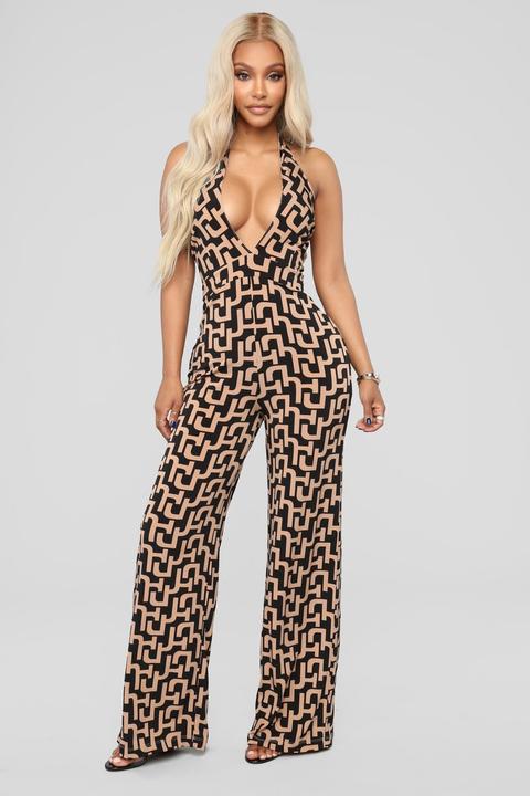 Classy Af Halter Jumpsuit - Nude/black