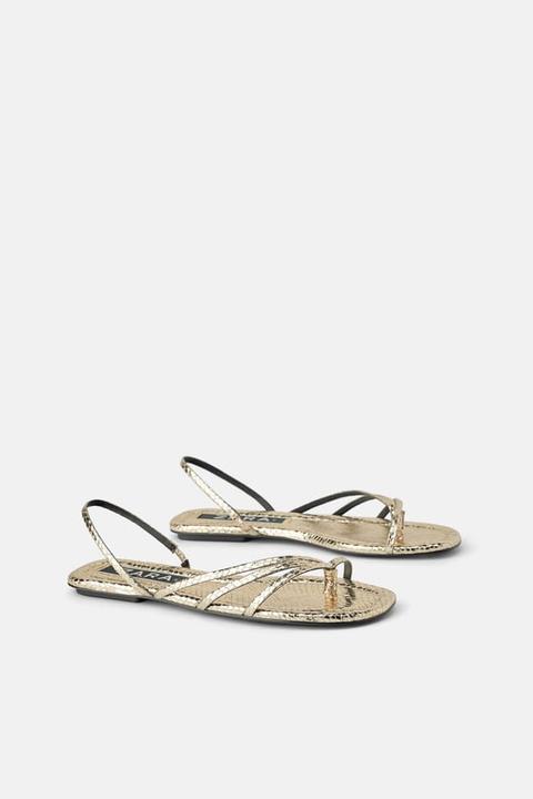 Sandali Bassi Con Stampa Animalier