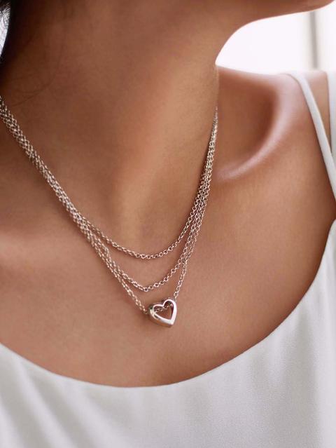 Heart Pendant Layered Chain Necklace