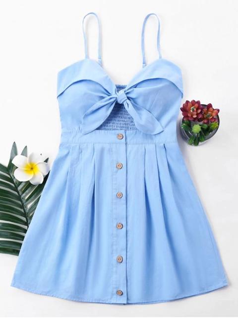 Vestido Bowknot Cami Light Blue Golden Brown Light Pink