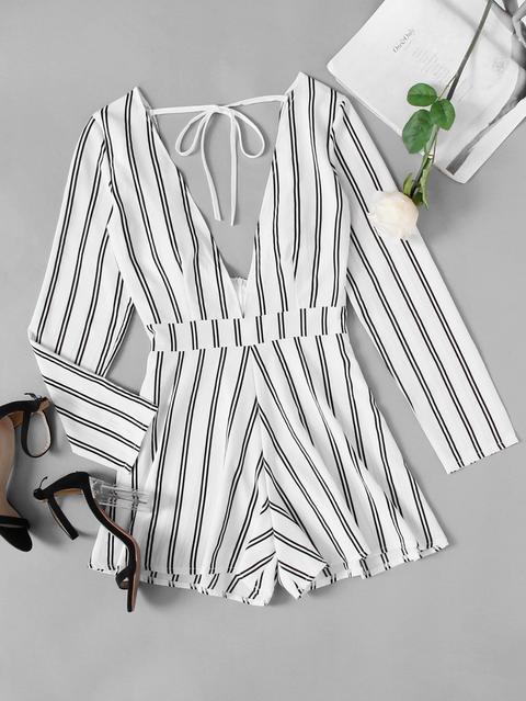 Casuale A Righe Bianco E Nero Jumpsuits