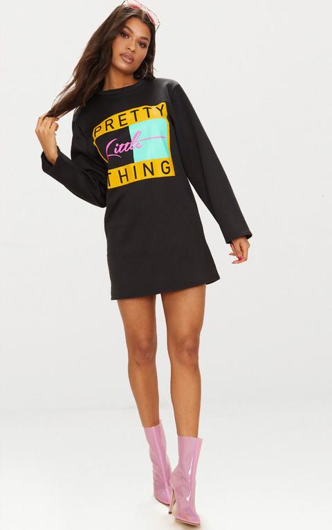 Prettylittlethingblack Slogan Jumper Dress