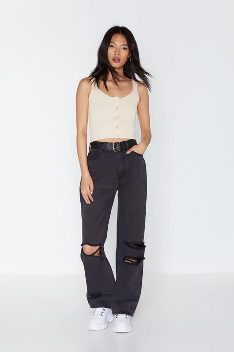 Let Her Rip Distressed Wide-leg Jeans