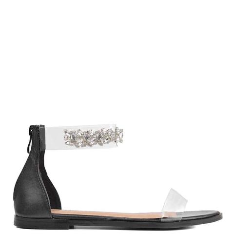 Melody - Black Gem Flat Sandals