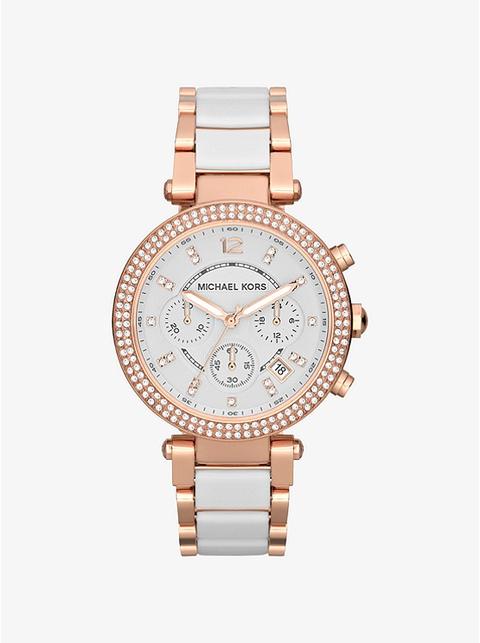 Parker Rose Gold-tone White Acetate Watch